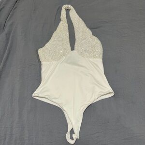 12th Tribe Carmen White Sequin Bodysuit NWT (M)